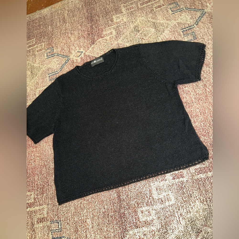 Sag Harbor petite vintage boucle textured short sleeve crew neck sweater small
